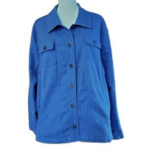 Erin London Shacket Button Down Shirt Jacket Blue Cotton Women's Sz 2X Cabincore